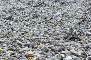 travel to Iceland - gray pebble stones of Atlantic coast near Sculpture and Shore Walk in Reykjavik city in september