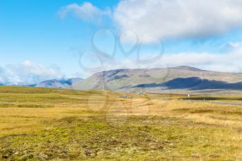 travel to Iceland - landscape with country road in Iceland in sunny september day