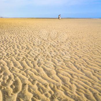 travel to France - dune on yellow sand beach Le Touquet (Le Touquet-Paris-Plage) on coast of English Channel