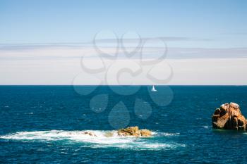 travel to France - view of Atlantic ocean from Ile-de-Brehat island in Cotes-d'Armor department of Brittany in summer sunny day
