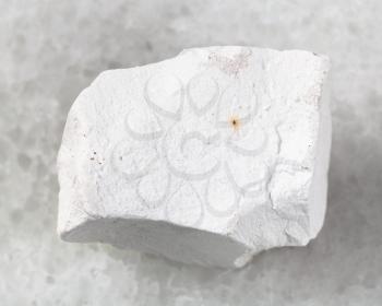 macro shooting of natural mineral rock specimen - raw chalkstone on white marble background from Voronezh region, Russia