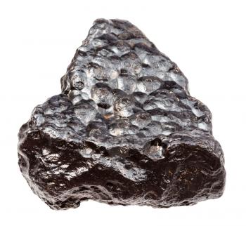 macro shooting of natural rock specimen - piece of Hematite (Kidney Ore) stone isolated on white background from Morocco