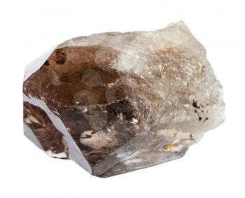 macro shooting of natural mineral - smoky quartz crystal isolated on white backgroung from Ural Mountains