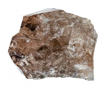 macro shooting of natural mineral - smoky quartz stone isolated on white backgroung from Ural Mountains