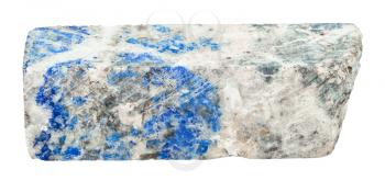 macro shooting of natural mineral - bar from Lazurite stone isolated on white backgroung from Ural Mountains