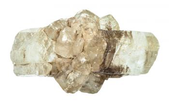 macro shooting of natural mineral - rough fluorite (fluorspar) crystals isolated on white backgroung from Ural Mountains