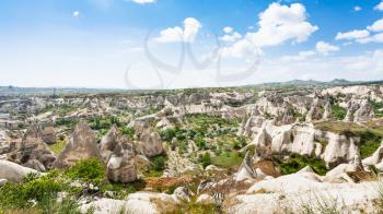 Travel to Turkey - mountain valley in Goreme National Park in Cappadocia in spring