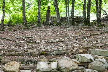 tour to Shapsugskaya anomalous zone - mandala Eternity and wooden idol in Abinsk Foothills of Caucasus Mountains in Kuban region of Russia