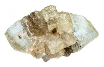 macro shooting of natural mineral - greenish rough fluorite crystals isolated on white backgroung from Ural Mountains