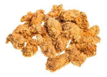 pile of crispy batter deep-fried chicken wings isolated on white background