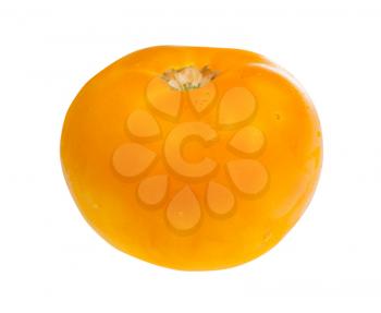 single organic yellow tomato isolated on white background