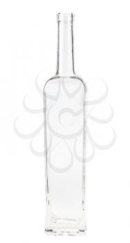 empty clear wine bottle isolated on white background