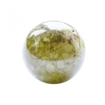 polished round bead from Grossular (green garnet) gemstone isolated on white background