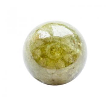 polished round bead from Grossular (green garnet) gem isolated on white background