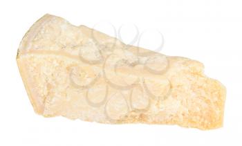 piece of local italian Parmigiano Reggiano (Parmesan) hard cheese isolated on white background
