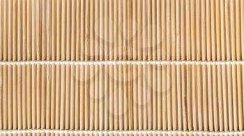 panoramic background of wooden mat woven from linden wood sticks
