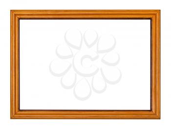 painted brown wooden picture frame with cutout canvas isolated on white background