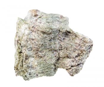 closeup of sample of natural mineral from geological collection - unpolished Richterite rock isolated on white background