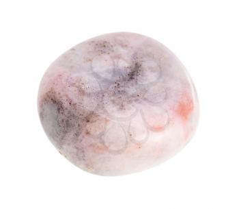 closeup of sample of natural mineral from geological collection - Rhodochrosite gem stone isolated on white background