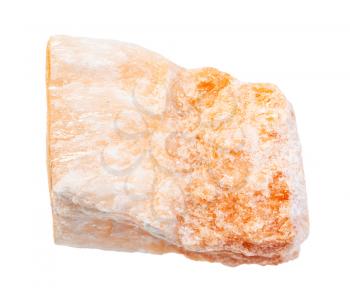 closeup of sample of natural mineral from geological collection - unpolished Selenite (crystalline gypsum) rock isolated on white background