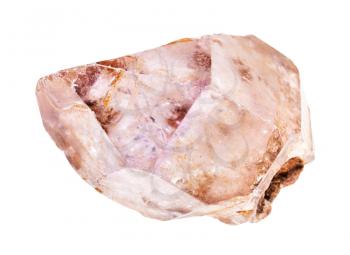 closeup of sample of natural mineral from geological collection - raw Amethyst crystal rock isolated on white background