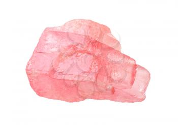 closeup of sample of natural mineral from geological collection - raw crystal of Rhodochrosite isolated on white background