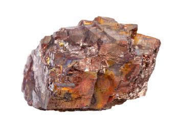 closeup of sample of natural mineral from geological collection - rough Siderite rock isolated on white background