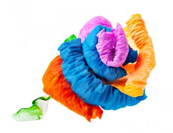 handmade artificial multicolored flower made of crepe paper isolated on white background