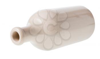 lying white ceramic bottle isolated on white background