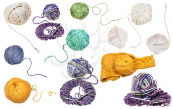 set of various skeins isolated on white background