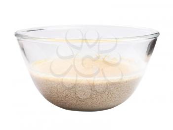 amaranth porridge boiled with coconut milk in glass bowl isolated on white background