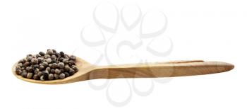 monk's pepper (vitex) in wooden spoon isolated on white backgrouns