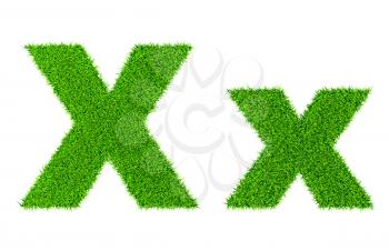 Grass letter X - ecology eco friendly concept character type