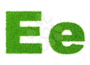Grass letter E - ecology eco friendly concept character type