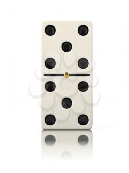 Domino game bone close up isolated on white