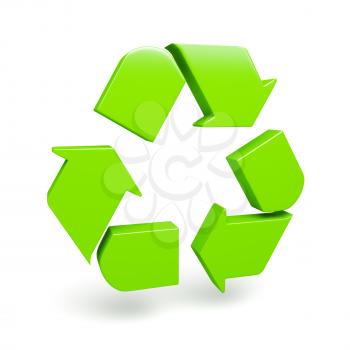 Ecology eco conservation recycling concept - green recycling symbol isolated on white background