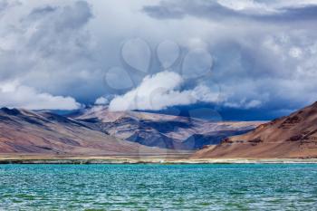 Tso Kar - fluctuating salt lake in Himalayas. Rapshu,  Ladakh, Jammu and Kashmir, India