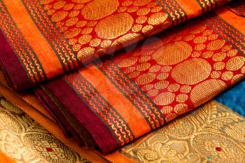 Indian silk saries close up. Background