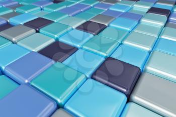Abstract background of multicolored colorful blue shades cubes