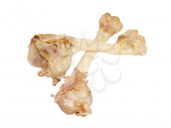 Two crossed bones isolated on a white background.