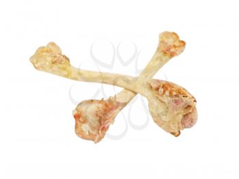 Two crossed bones isolated on a white background.