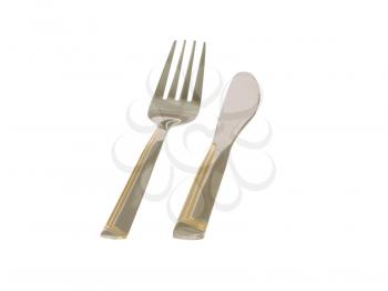 Fork and knife isolated on white background.