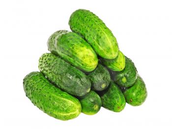 Fresh cucumbers  pile isolated  on a white background.