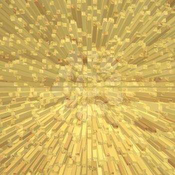Golden abstract square shape geometric background. Digitally generated image.