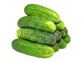 Ripe cucumbers isolated  on white background.