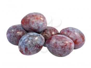 Ripe plums isolated on white background.