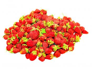 Heap of fresh strawberries isolated on a white background.