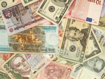 Banknotes of different countries.Background.