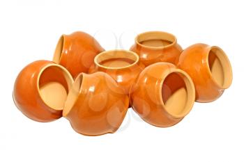 Clay pots isolated on a white background.        