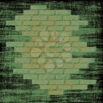 Grungy green abstract background with bricks wall inside.Digitally generated image.